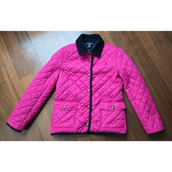 Polo Ralph Lauren Girls Size M 8-10 Pink And Blue quilted Coat - Picture 1 of 8